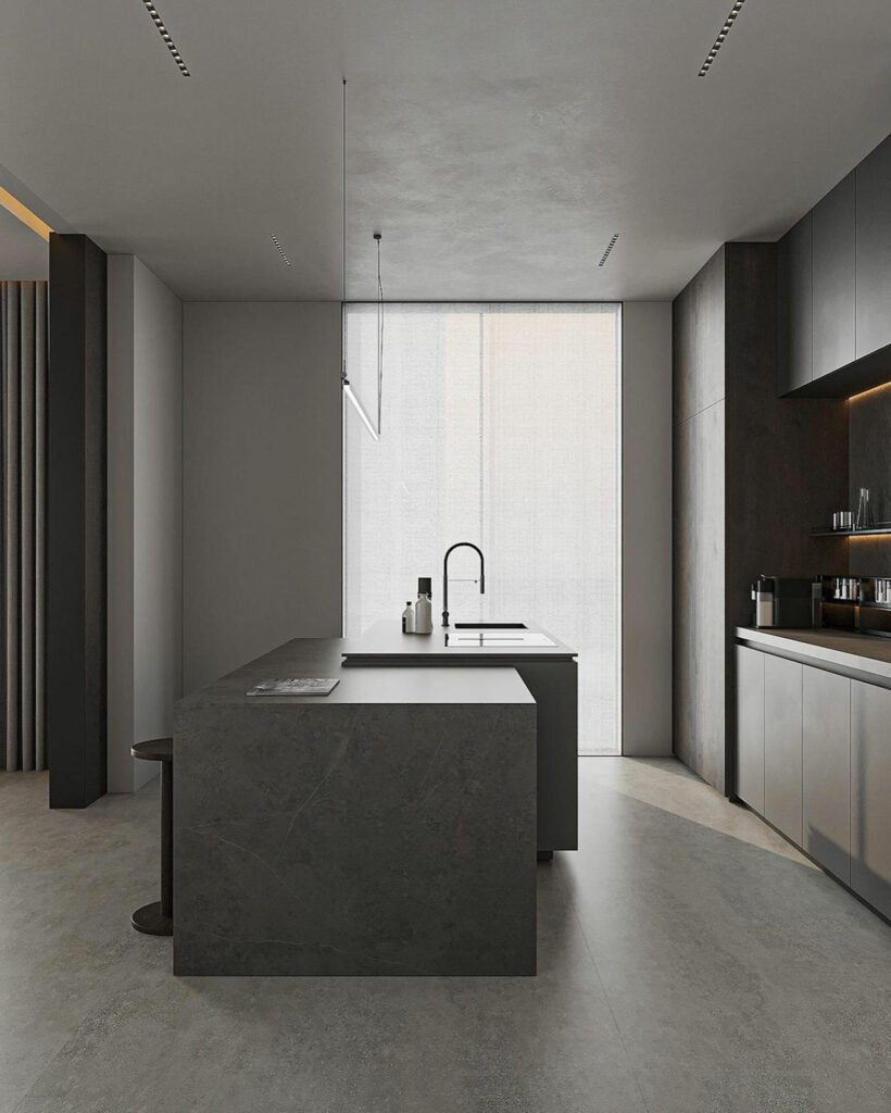 beton look keuken met eiland