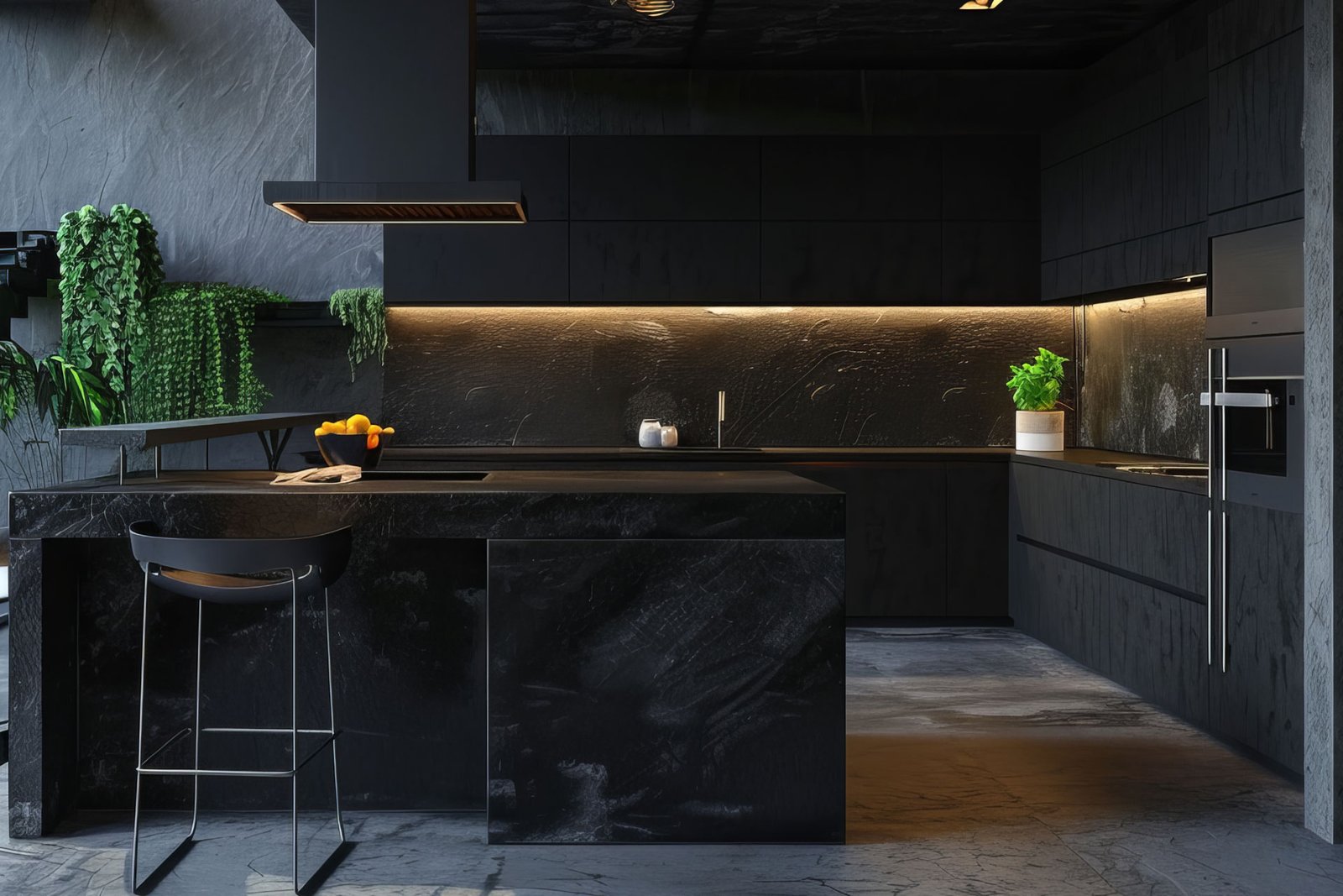 Beton look keuken met zwart