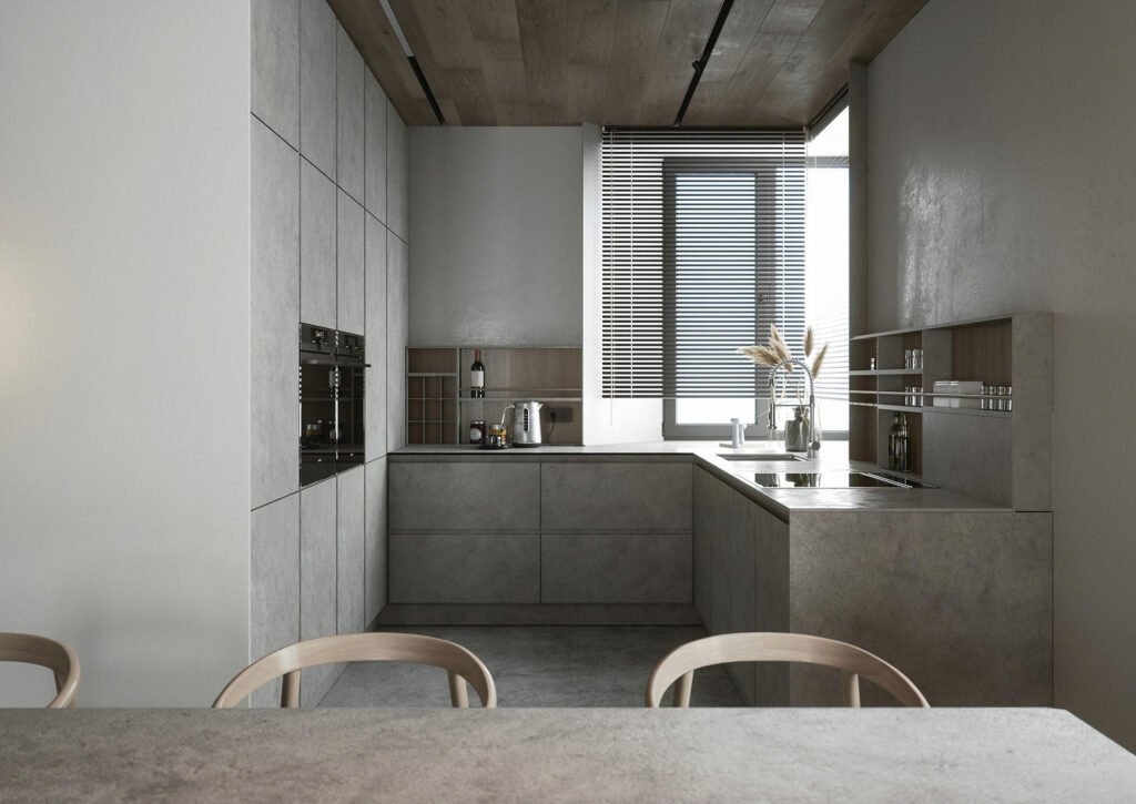 kleine beton look keuken